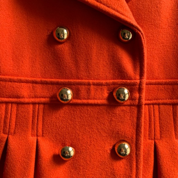 Gymboree girls orange wool blend pea coat. Brass buttons size XS (3-4) winter - Picture 3 of 8